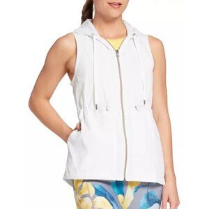 NWT CALIA by Carrie Underwood Womens Size Medium White Hooded Woven Vest NEW